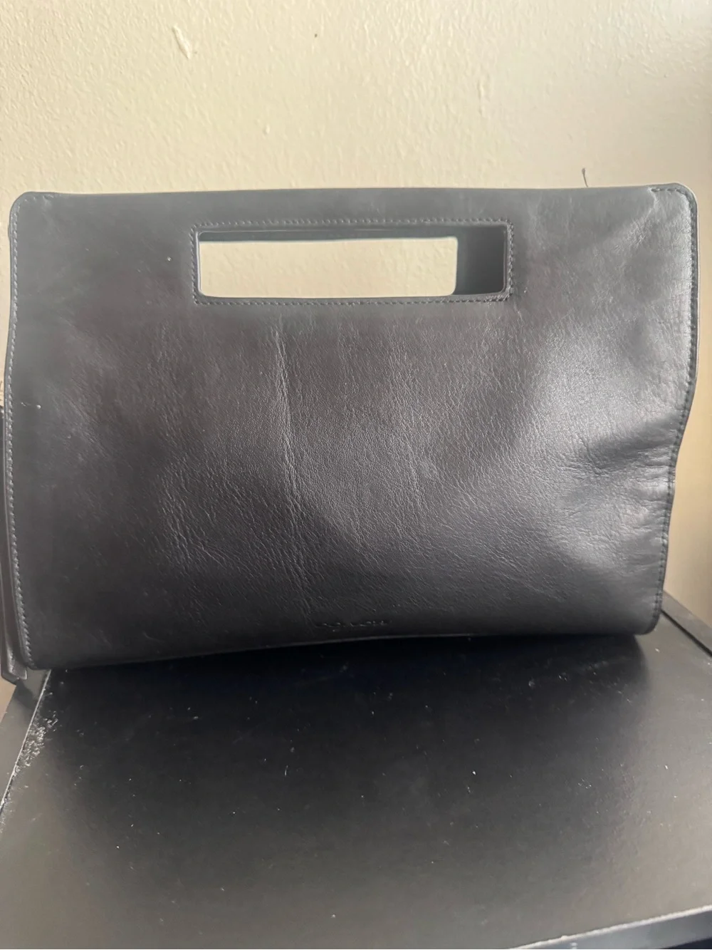 Vintage Coach Legacy Bleecker Basket Pocketbook Clutch Pebbled Leather Black